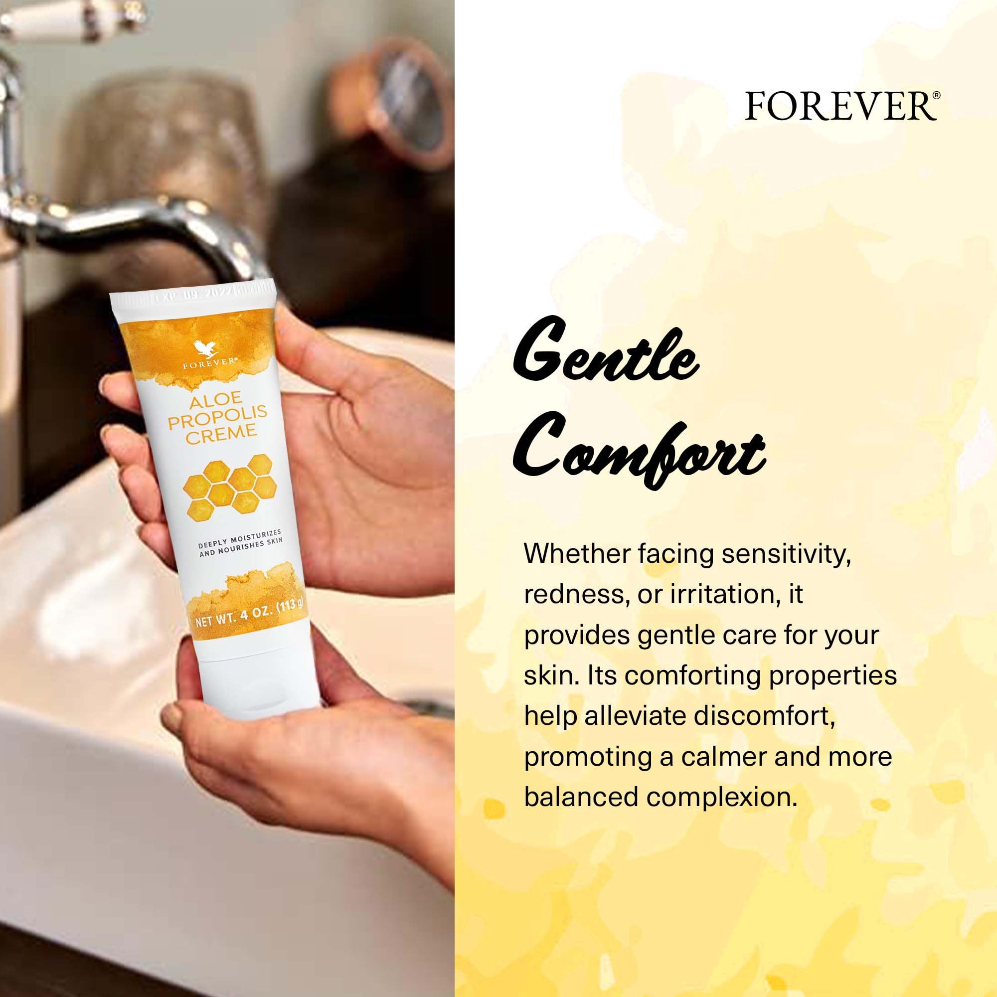 Forever Living Aloe Propolis Creme bottle indicating luxurious moisturizing cream