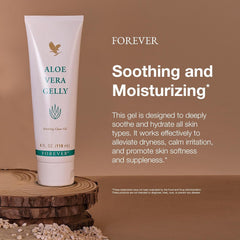 Forever Living Aloe Vera Gelly skin application demonstrates lightweight moisture.