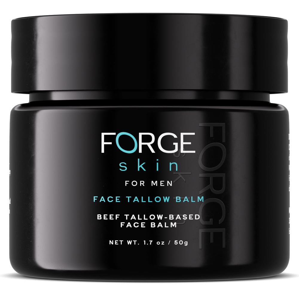 Forge Skin Wrinkle Defense balm jar closeup shows rich texture for hydration.