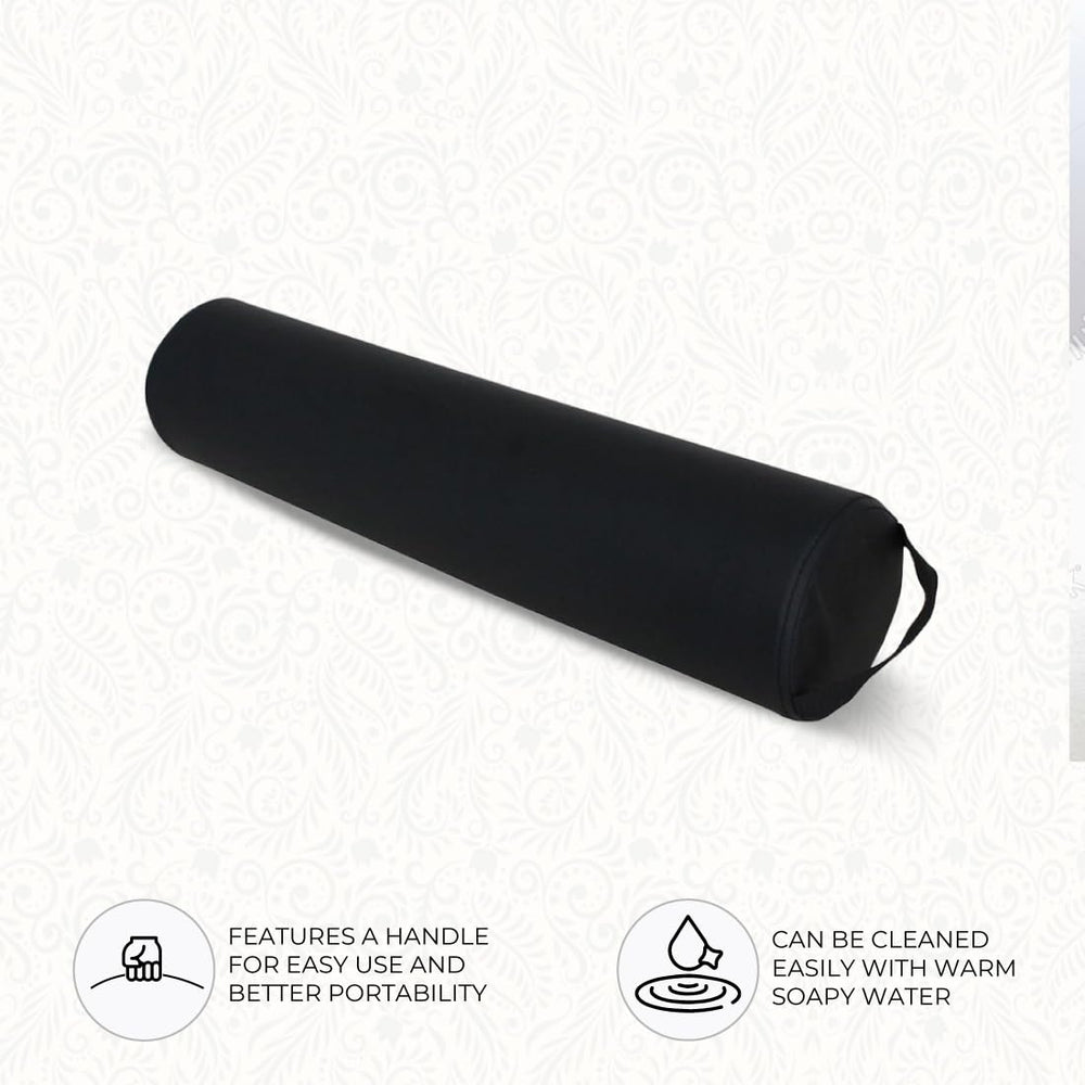ForPro Full Round Bolster Pillow black under ankles during face down sessions
