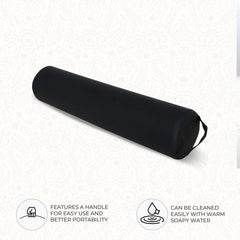 ForPro Full Round Bolster Pillow black under ankles during face down sessions