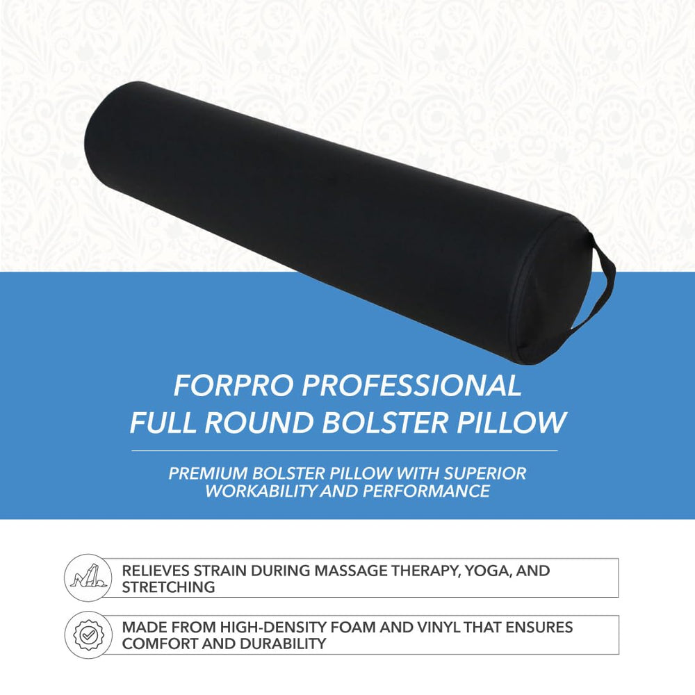 ForPro Full Round Bolster Pillow black under knees during massage