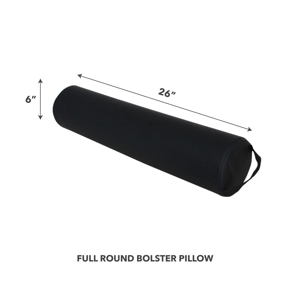 ForPro Full Round Bolster Pillow black side view used for knee comfort
