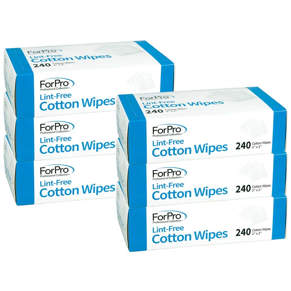 ForPro lint-free cotton wipes made from 100% pure cotton gauze, gentle on nails.