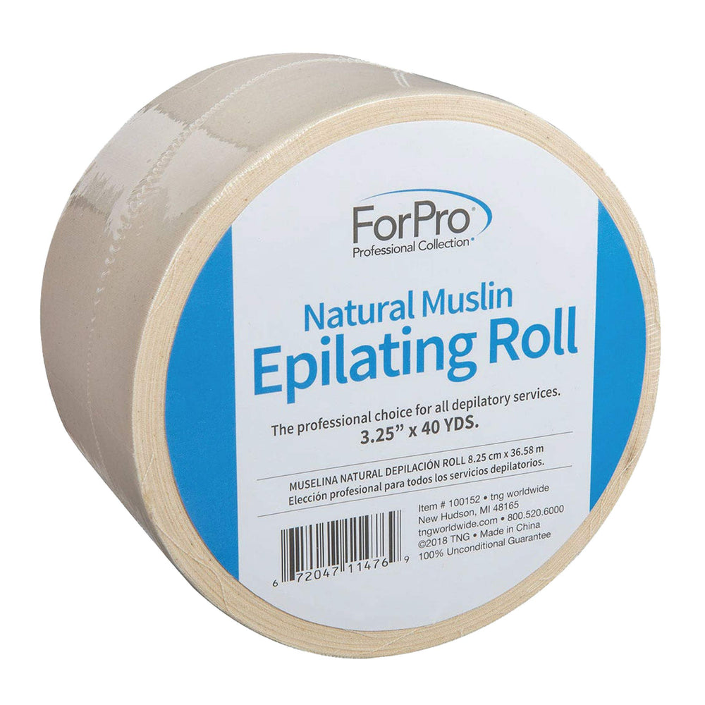 ForPro natural muslin epilating roll closeup shows tear-resistant weave for clean hair removal.