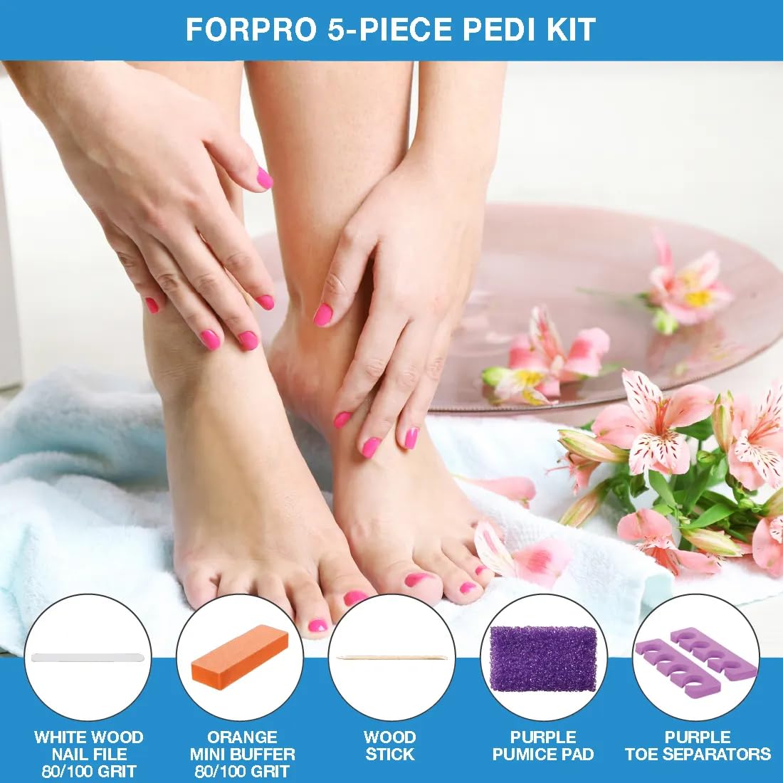 ForPro Pedi Kit 100-count package supports efficient salon workflows.