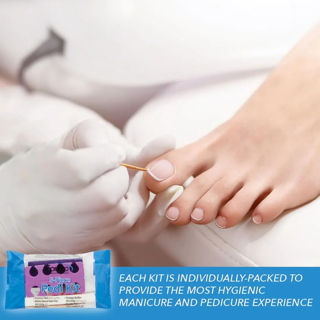 ForPro Pedi Kit disposable set promotes quick, sanitary service between clients.