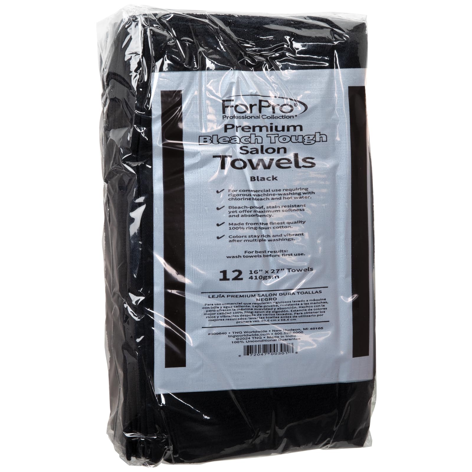 ForPro Premium Bleach Tough Salon Towels 16x27-size ideal for salon, spa, and home routines.