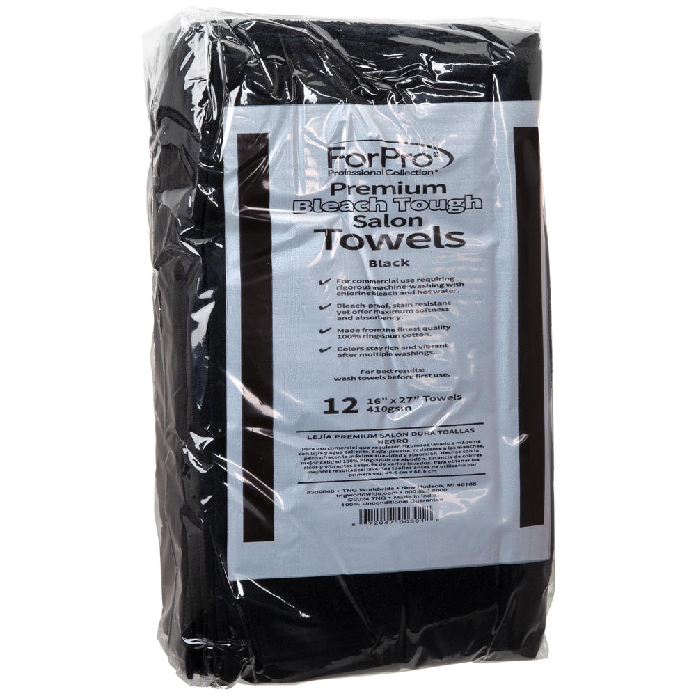 ForPro Premium Bleach Tough Salon Towels 16x27-size ideal for salon, spa, and home routines.