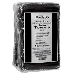 ForPro bleach-tough towels in black show soft cotton texture and high absorbency.