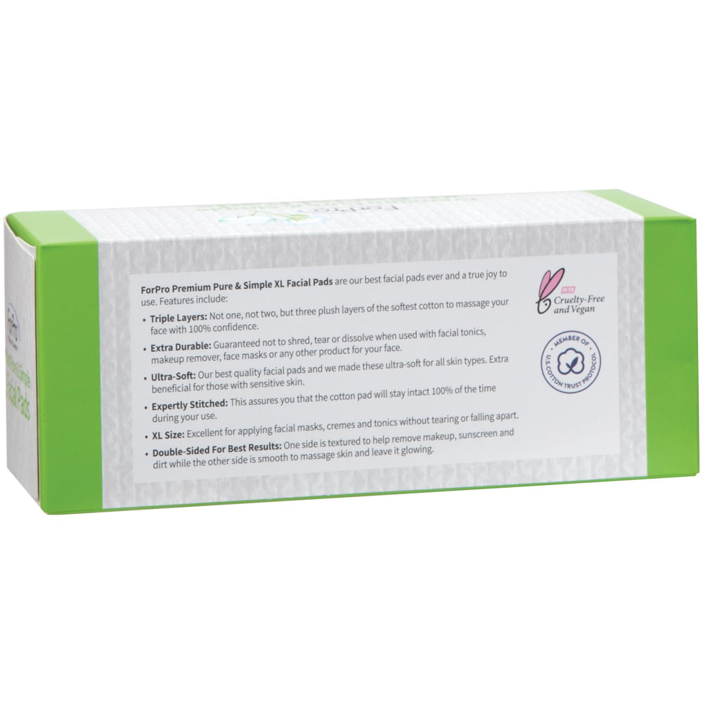 ForPro Premium Pure & Simple XL Facial Pads smooth side for hydrating massage and glow.