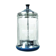 ForPro glass jar with stainless-steel cap close-up shows premium construction for reliable salon use.