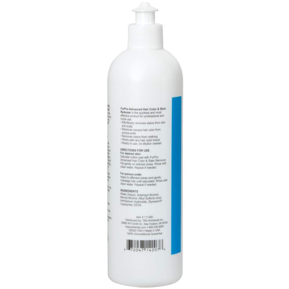 ForPro remover on hair ends with client arm swatch, easy rinse