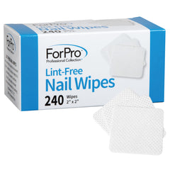 ForPro lint-free nail wipes in a dispenser box for easy polish removal.