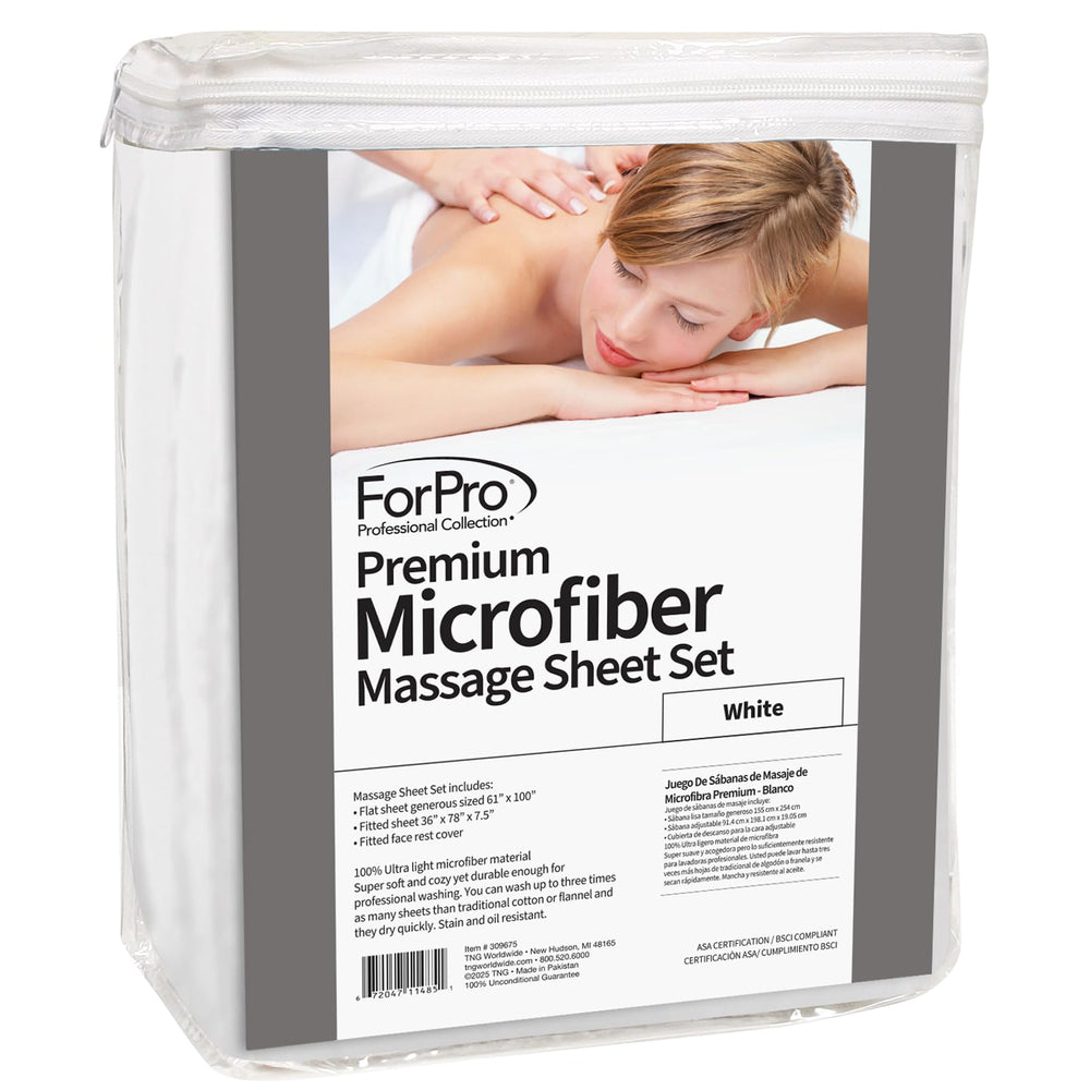 ForPro Professional Collection face rest cover white enhances client comfort and protects table surfaces.