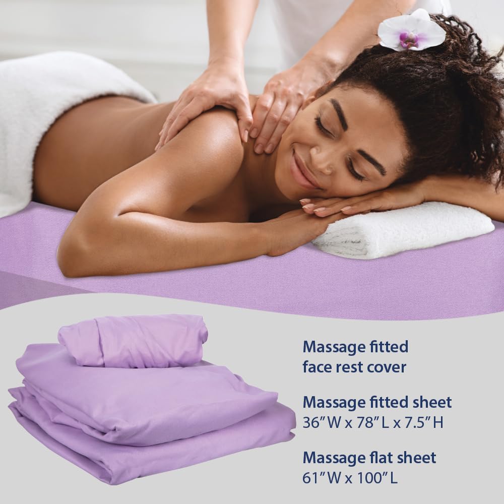 ForPro lavender sheet demonstrates wrinkle resistance for a neat professional appearance.