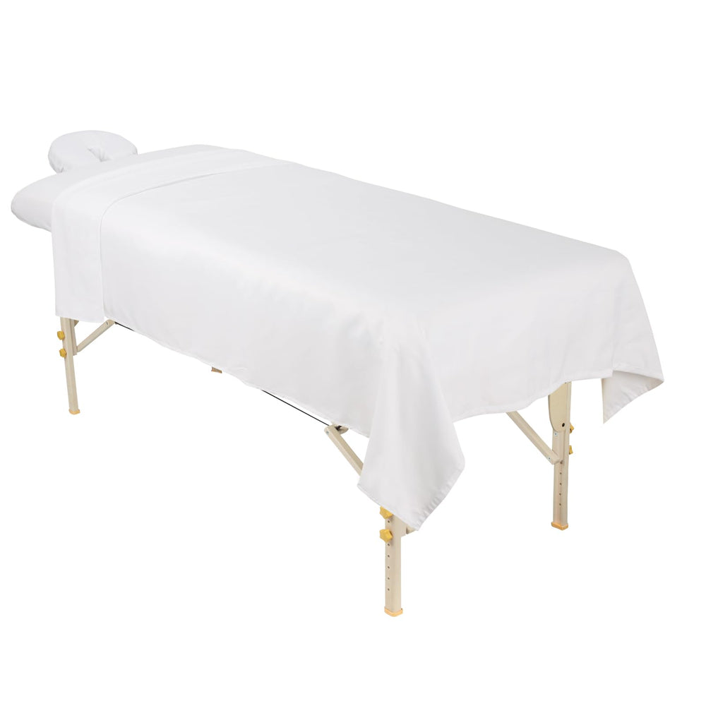 ForPro Professional Collection wrinkle-resistant microfiber sheets dry quickly for busy studios.