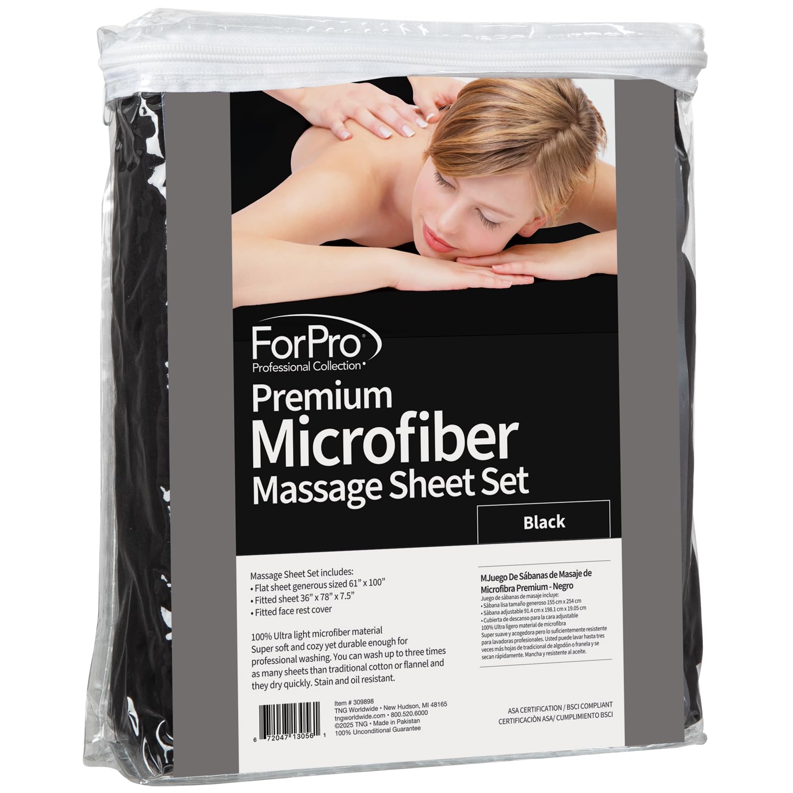 ForPro Face Rest Cover in black protects cushions and cleans easily between clients.