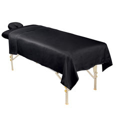 ForPro Professional massage fitted sheet in black stays secure on standard tables.