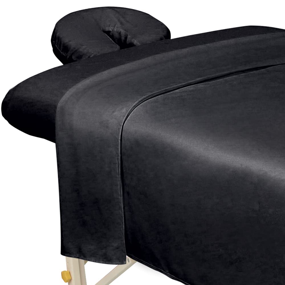 ForPro Professional Collection massage flat sheet in black offers ultra-soft coverage for sessions.