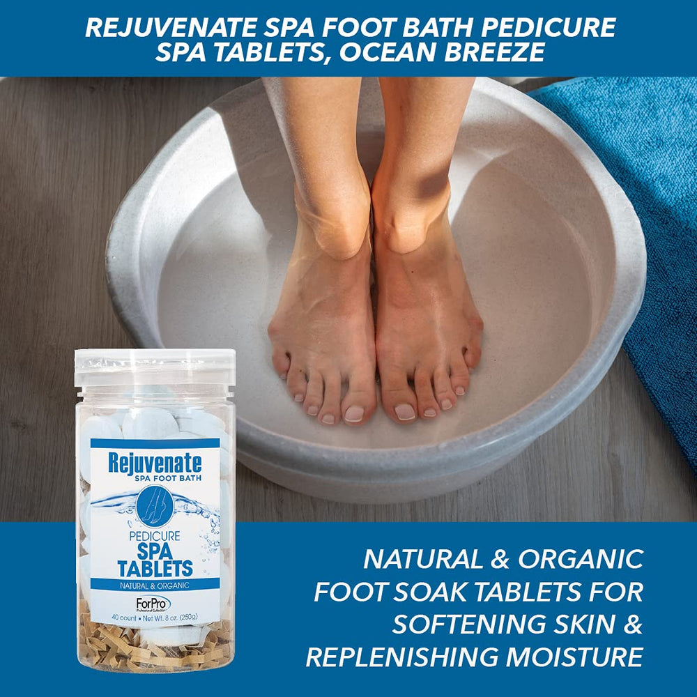 ForPro Rejuvenate Spa Foot Bath Ocean Breeze tablet dissolving to soften skin during soak