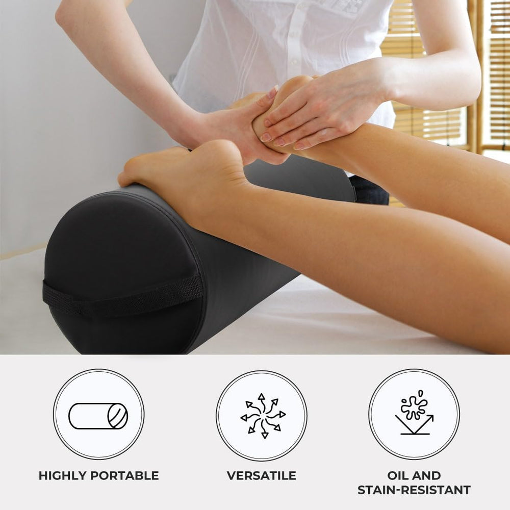 ForPro professional collection round bolster black material resists oil and stains for easy cleaning