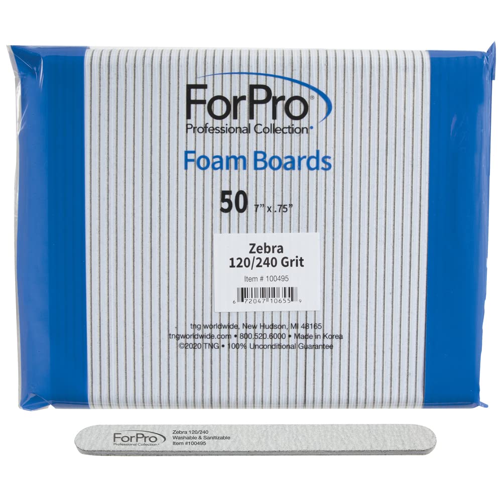 ForPro Zebra foam board coarse 120 grit side for fast nail shaping and smoothing.