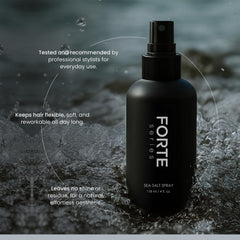 Forte Series Sea-Salt Spray application demonstrates pre-styling texture