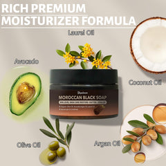 Forvirness Moroccan Black Soap for face and body cleansing.