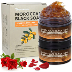 Forvirness Moroccan black soap two bars for daily cleansing and exfoliation.