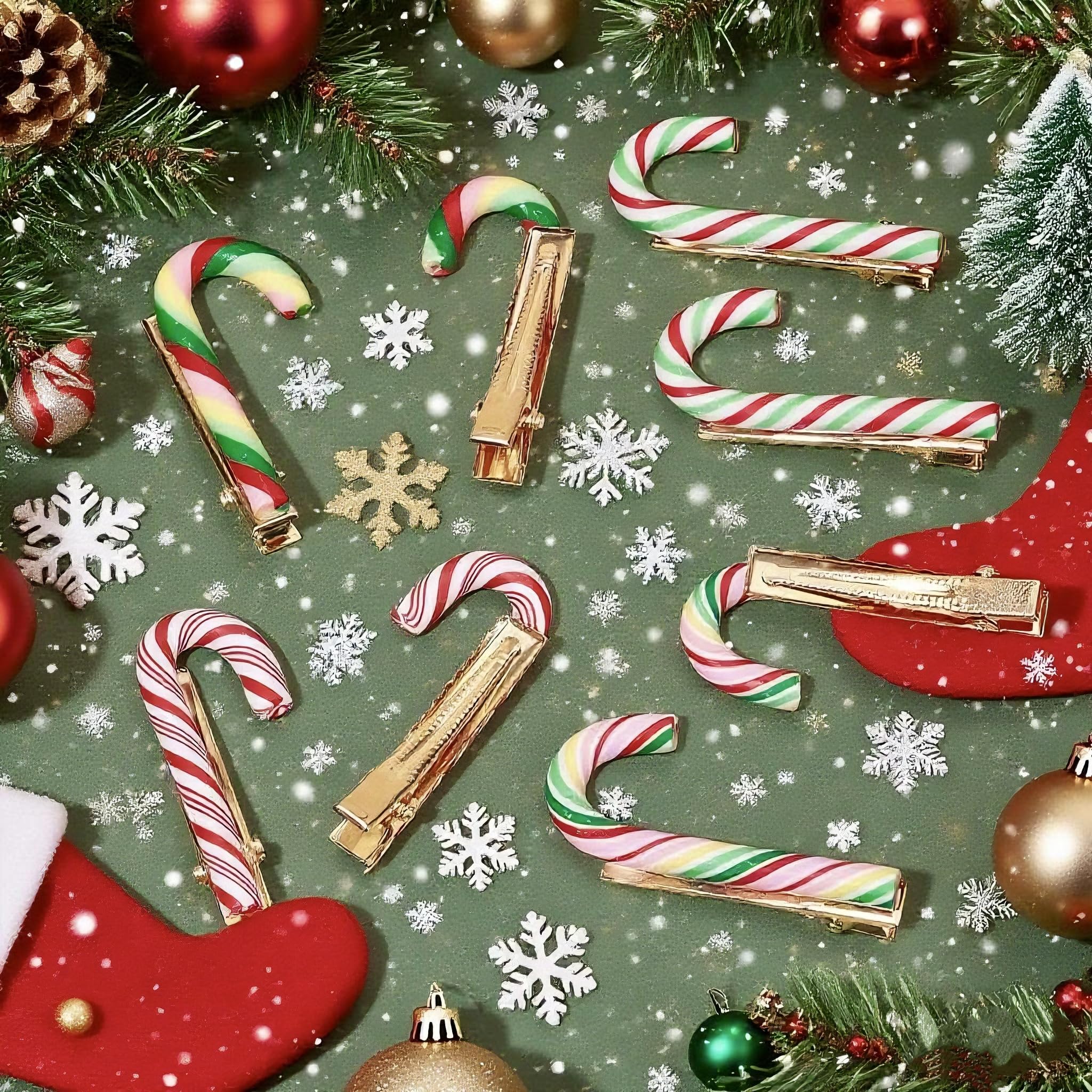 Fosrisix rainbow candy cane clip closeup highlighting soft clay texture and secure clip