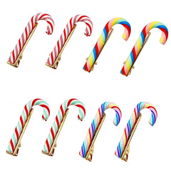 Fosrisix rainbow candy cane clip front view for holiday hairstyles
