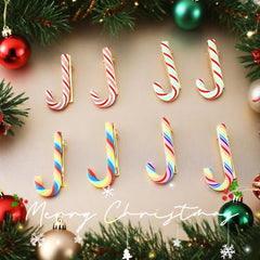 Fosrisix rainbow candy cane clip side view showcasing vibrant stripes and style