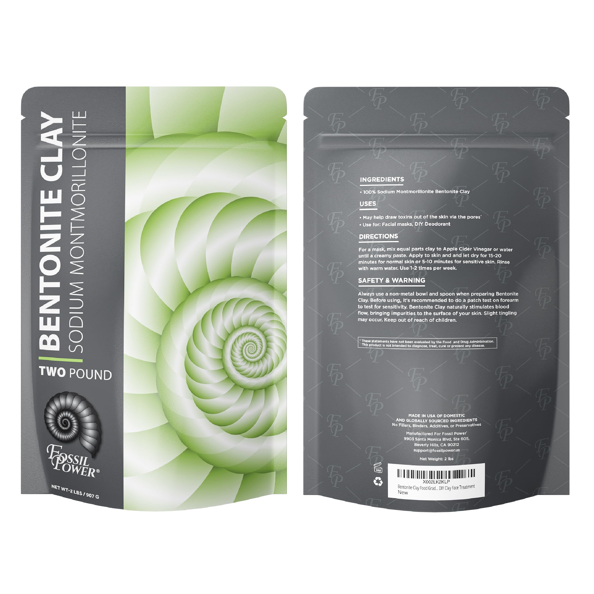 Fossil Power clay texture close-up ideal for natural masks.
