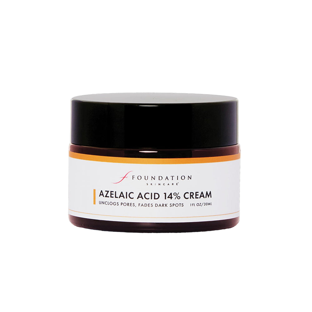 Foundation Skincare acido azelaico, vista del frasco, posible ayuda para una tez mas uniforme y suave