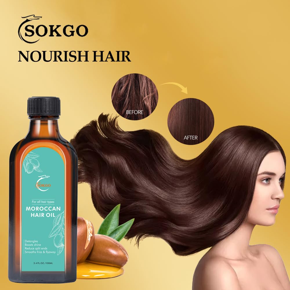 Fovcos Argan Oil on semi-dry hair enhances manageability and reduces frizz.