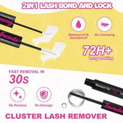 Fowendia Lash Clusters application steps image demonstrates step-by-step DIY application