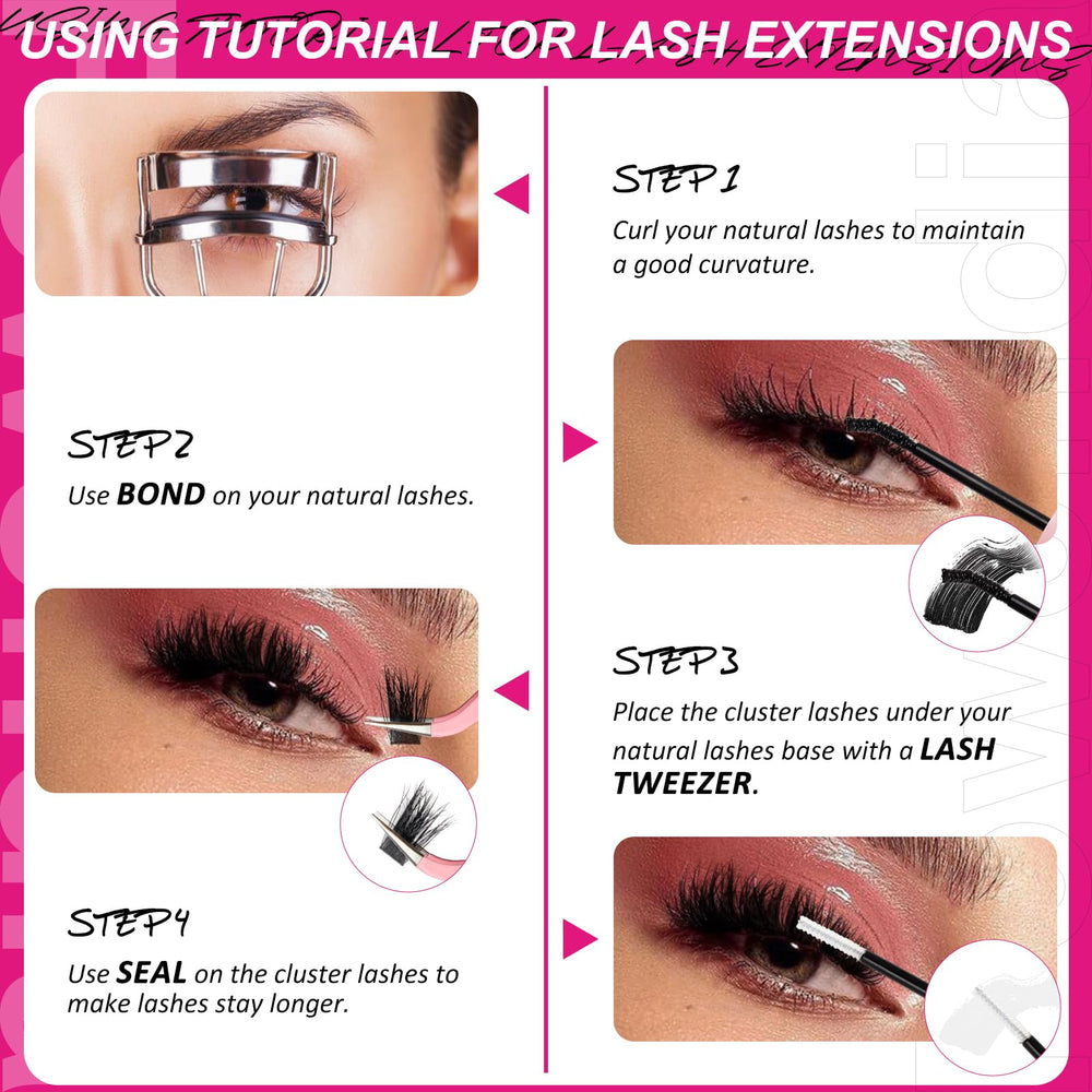 Fowendia reusable cluster lashes laid out for multiple wears