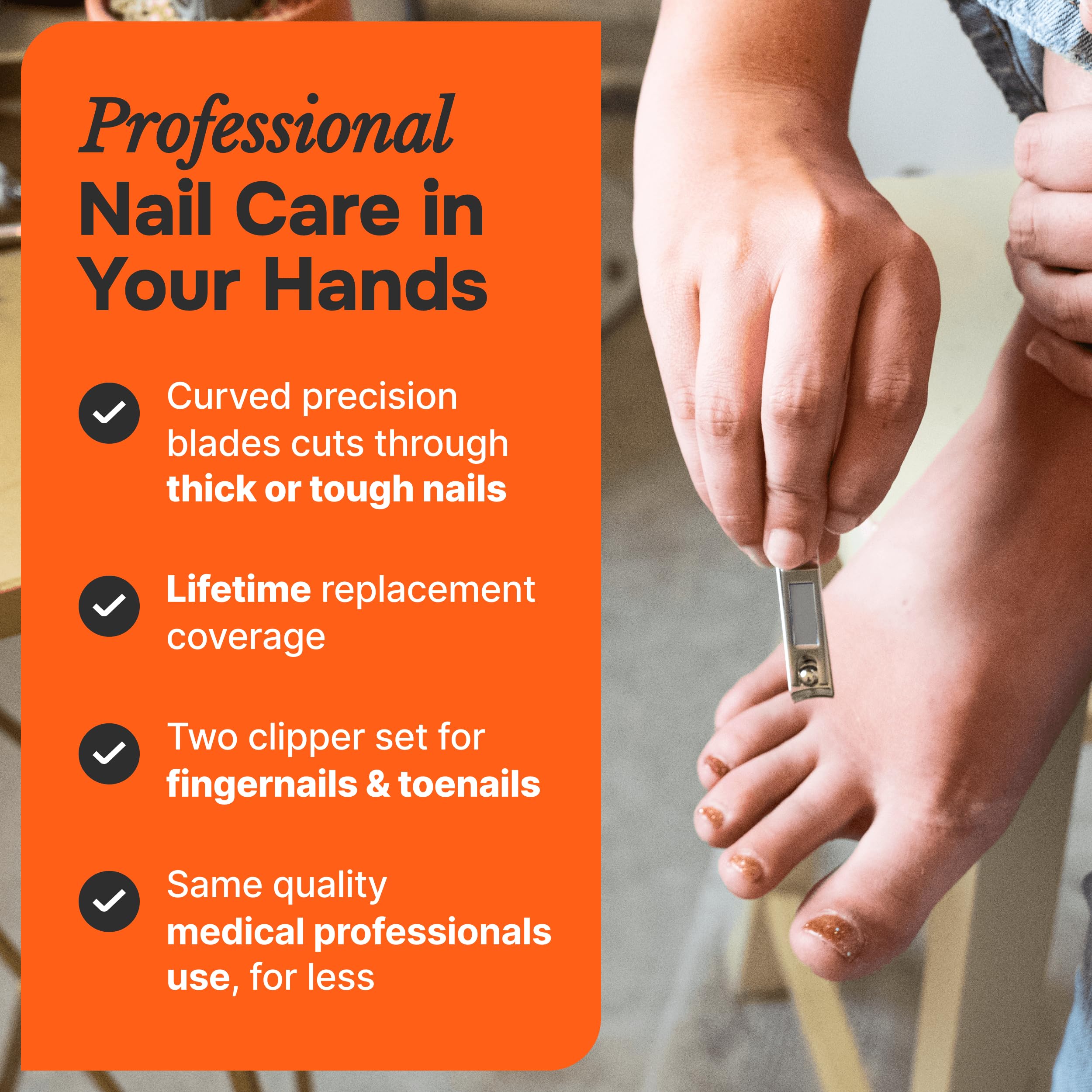 Fox Medical Equipment clipper cutting thick nails with ease and control.