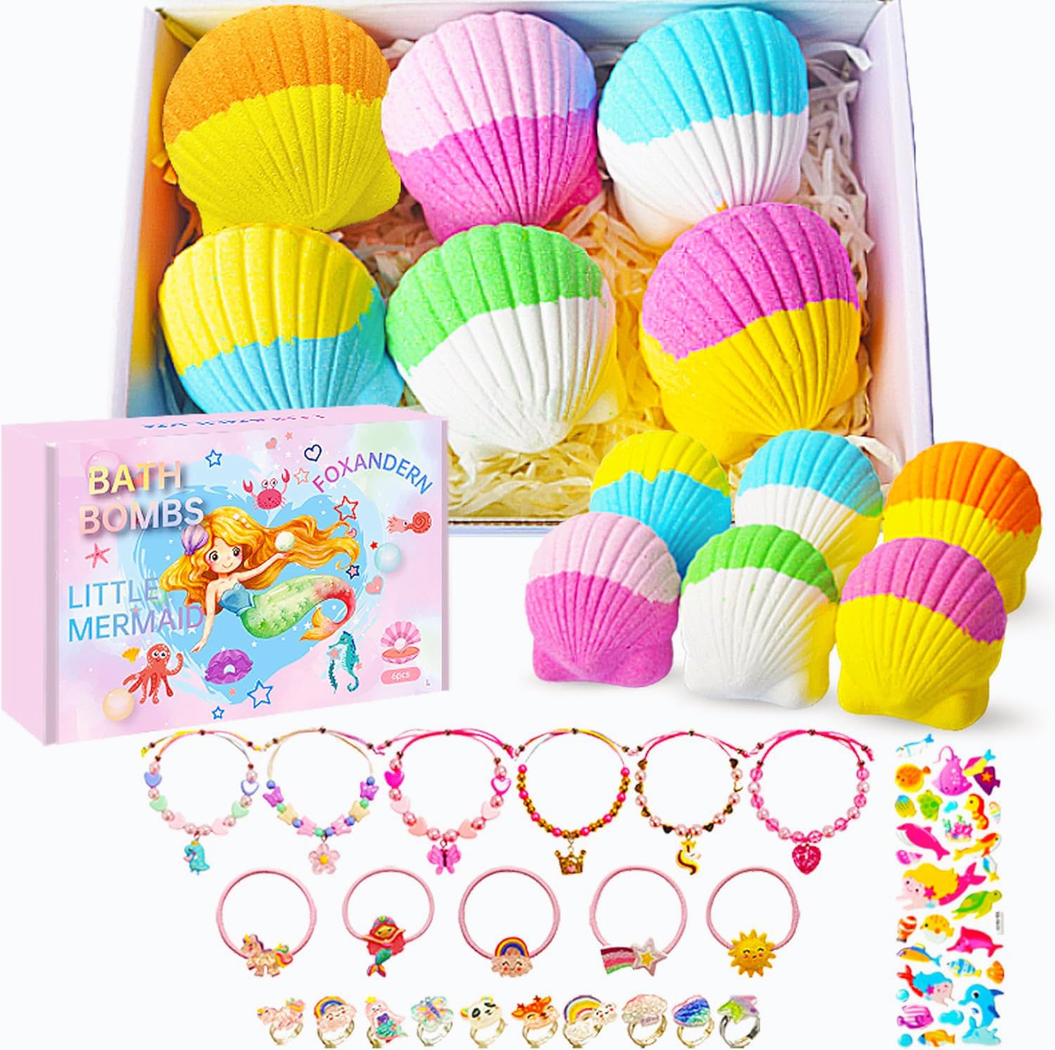 Foxandern Kids Bath Bombs 6-Pack ready for colorful bath time.
