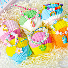 Foxandern Mermaid Bath Bombs package features vibrant fizz for imagination.