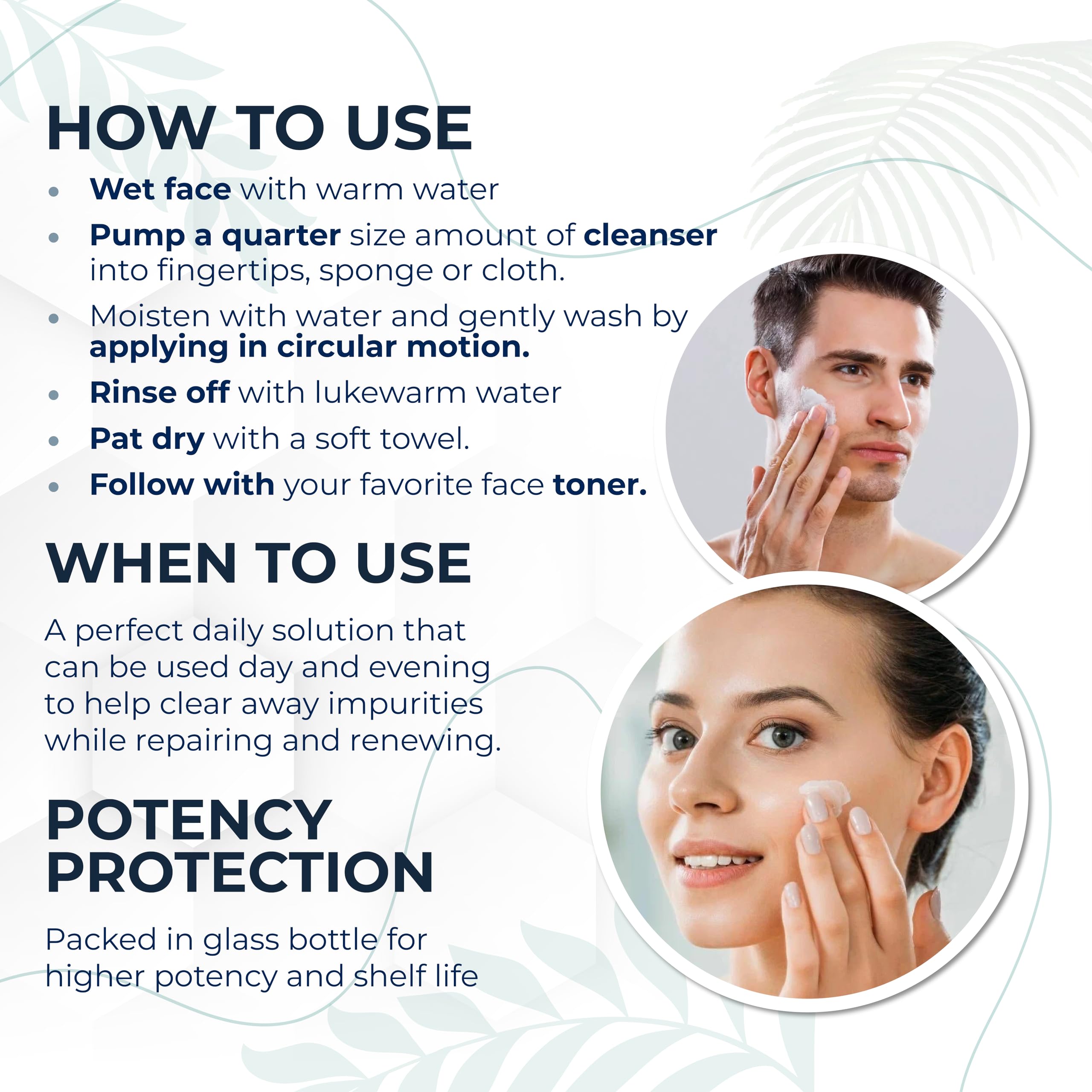 Foxbrim Naturals hands applying cleanser on damp skin for gentle cleanse