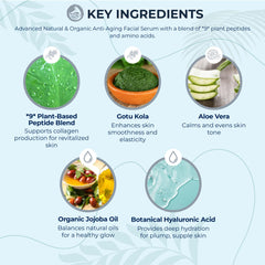 Foxbrim Naturals peptide collagen serum onto fingertips for quick absorption.