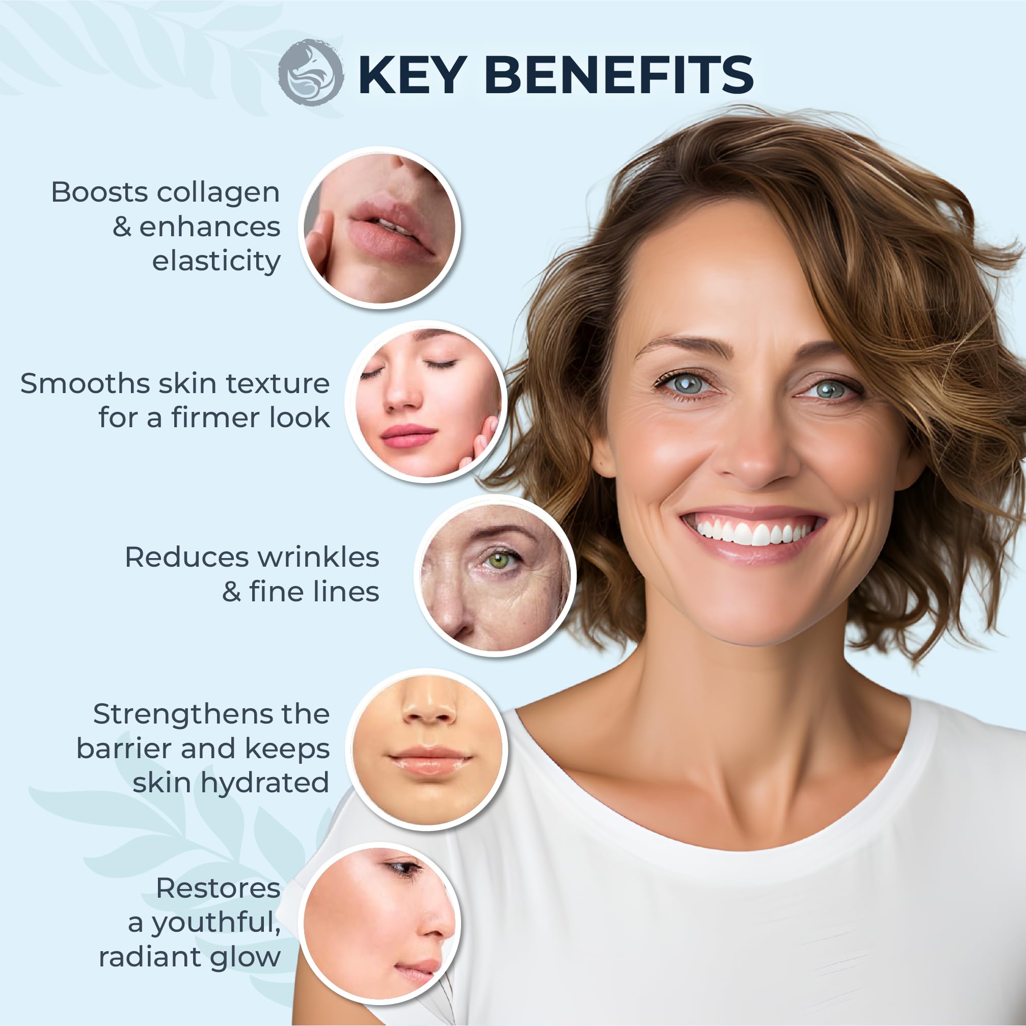 Foxbrim Naturals peptide collagen serum dropper dispensing a clear drop for hydrated skin.