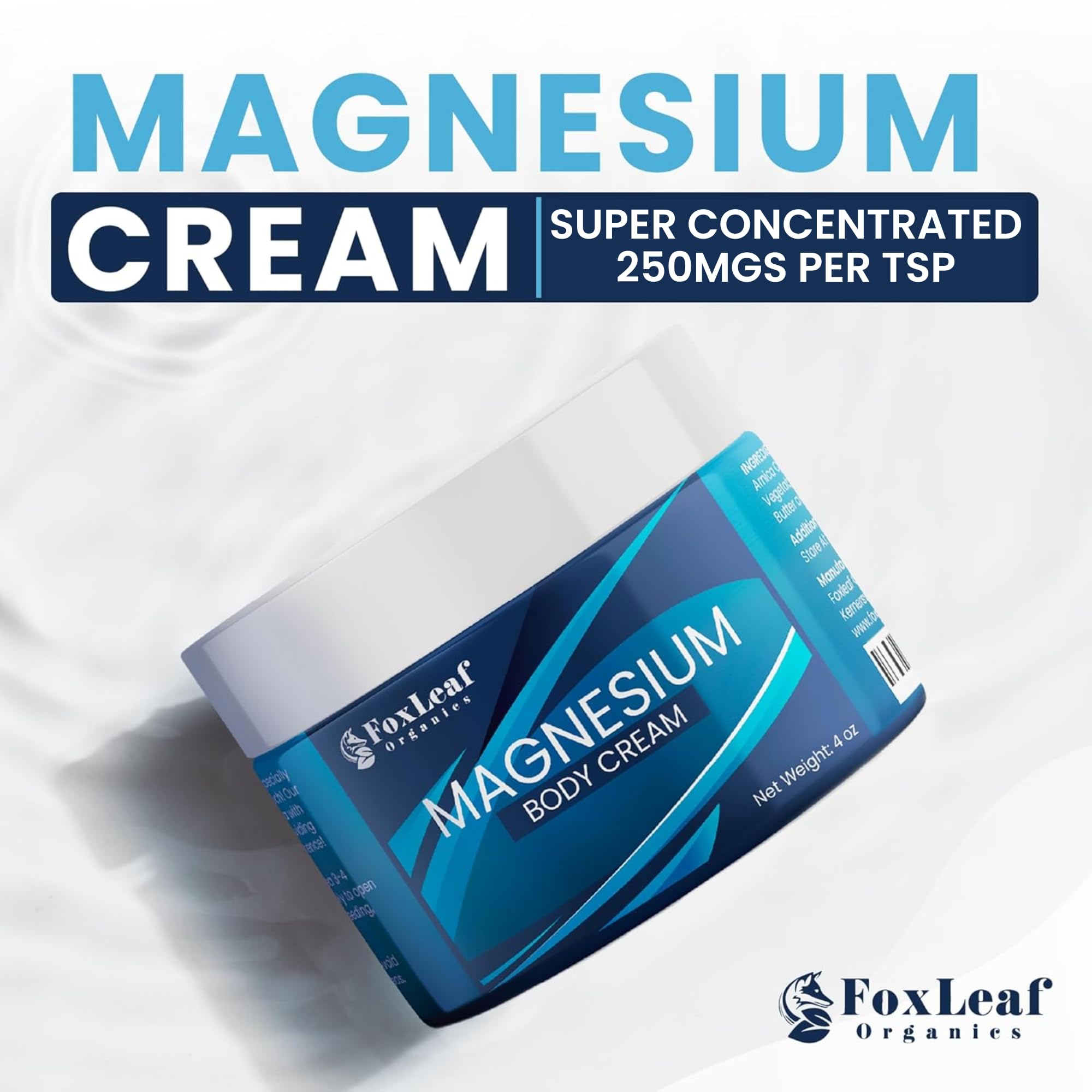 FOXLEAF open jar showing cream texture and benefit of smooth non-greasy application