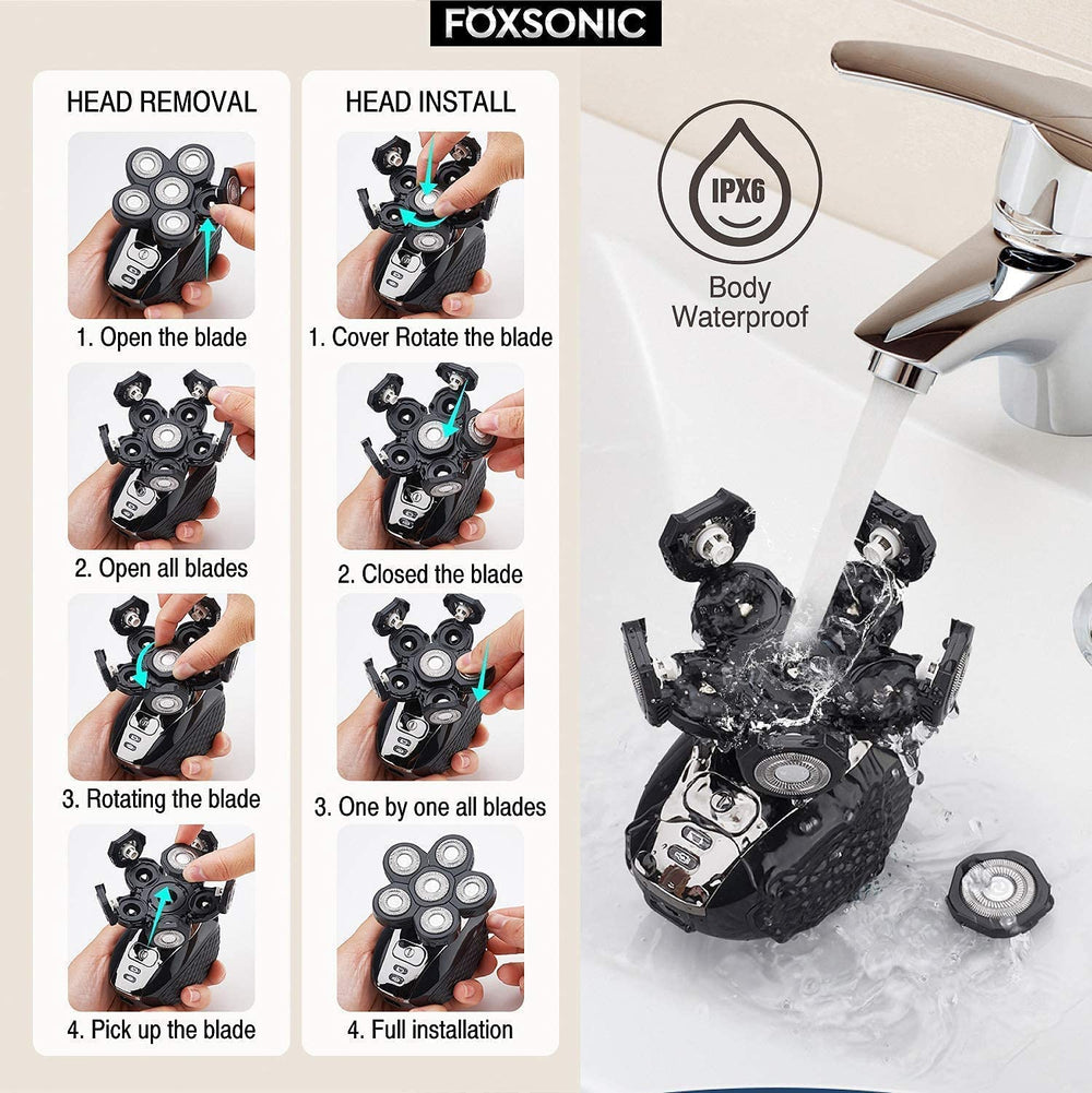 FOXSONIC 6d flex floating heads adapt to contours for comfortable trimming.