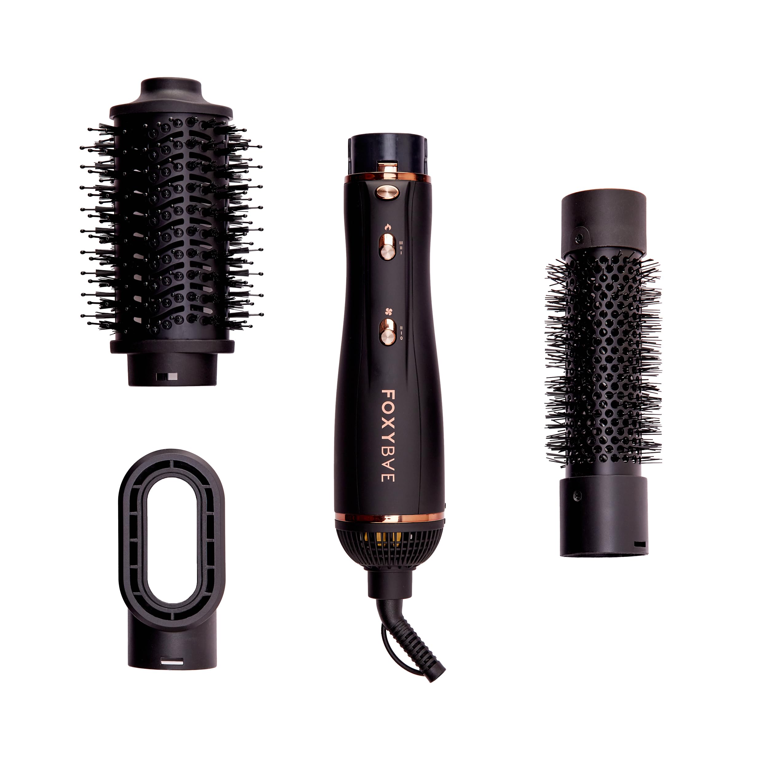 FoxyBae 3-in-1 ceramic dryer with detachable heads for streamlined styling.