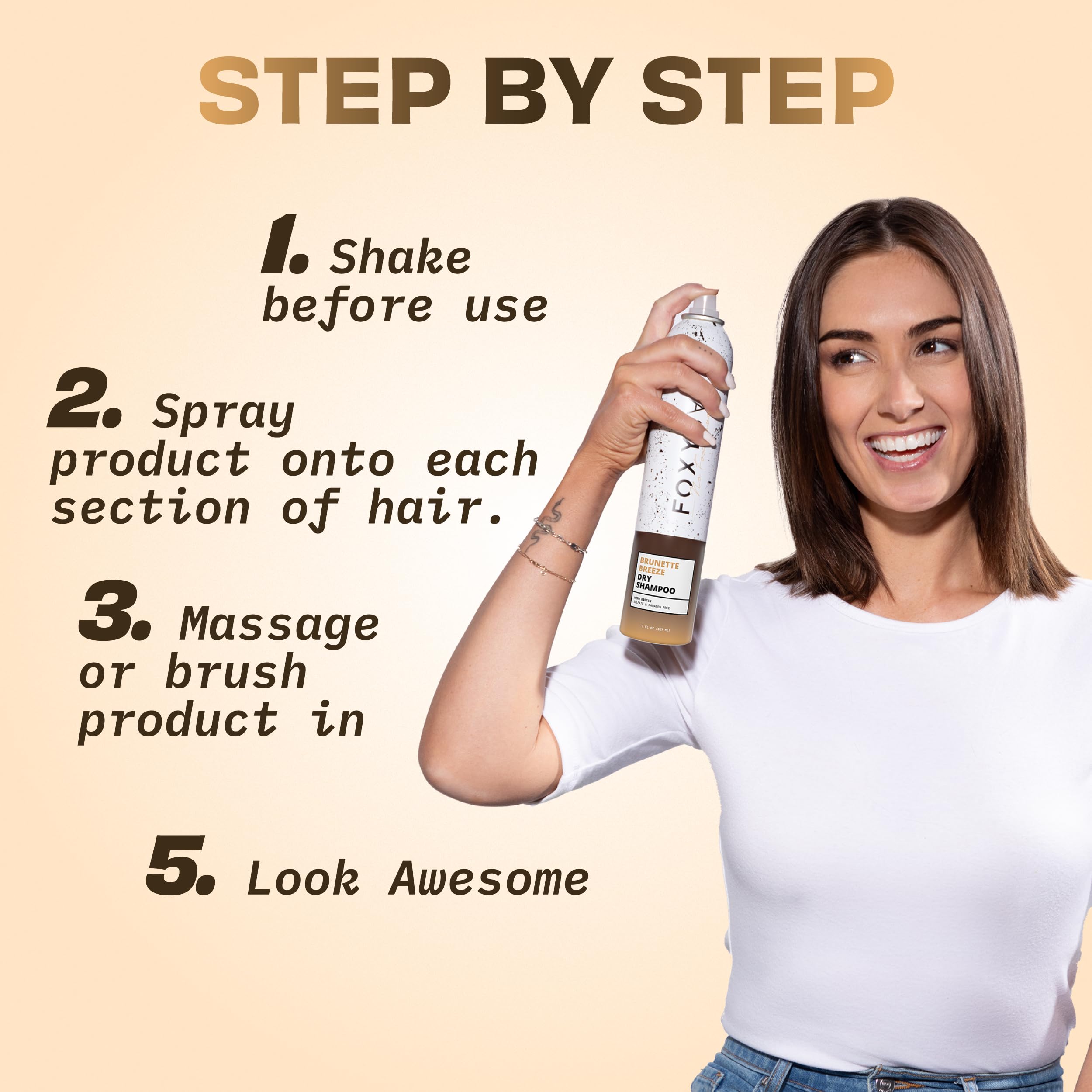 FoxyBae Brunette Breeze biotin-zeolite formula absorbing oil and odors