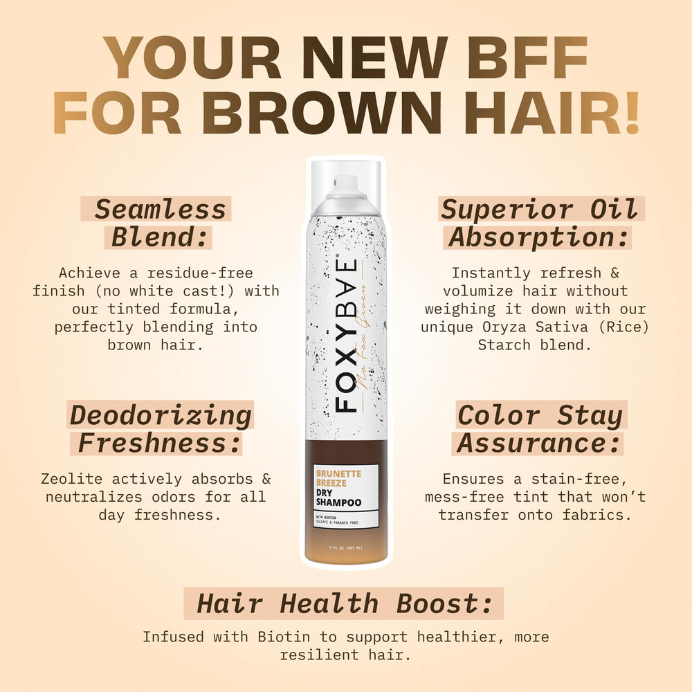FoxyBae Brunette Breeze tinted mist blends with dark hair, no white residue