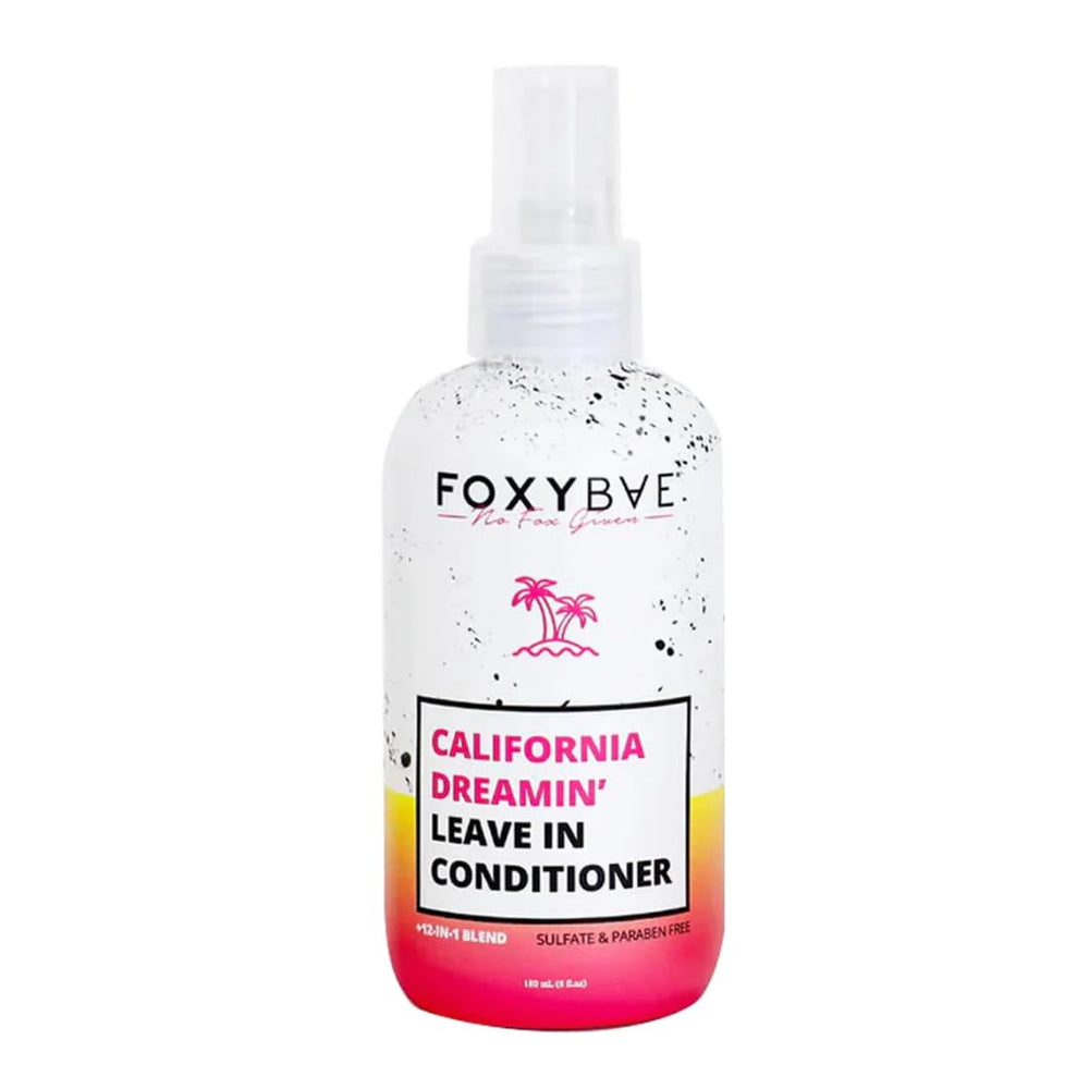 FoxyBae California Dreamin' leave-in bottle pour highlights easy application for detangling
